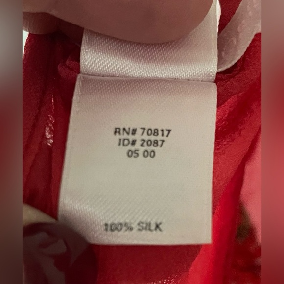 Victoria’s Secret 100% Silk Red Sheer Chemise Gold Floral Embroidery Vintage; M - Picture 9 of 10